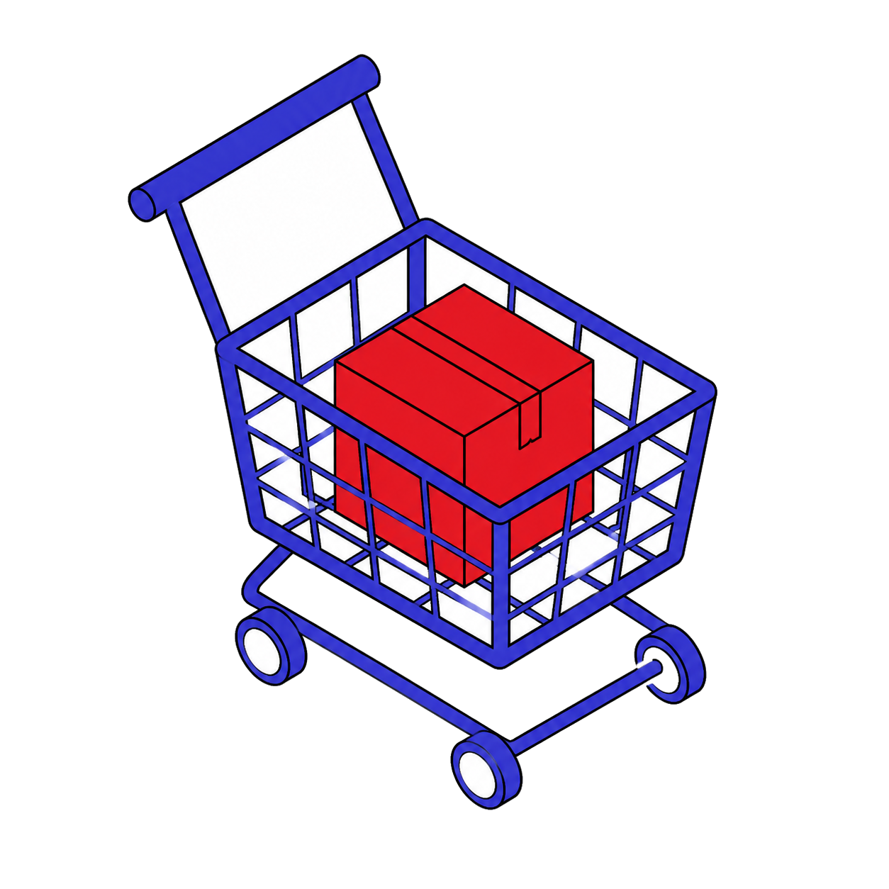 Carrito de compras con paquete